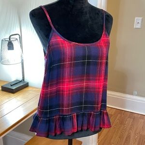 Cloth & Stone by Anthropologie Plaid Ruffled Hem Tank